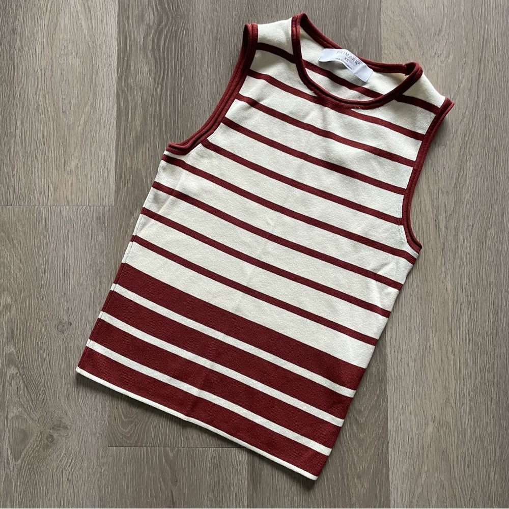 NWOT Primark Striped Sleeveless Sweater-knit Top
